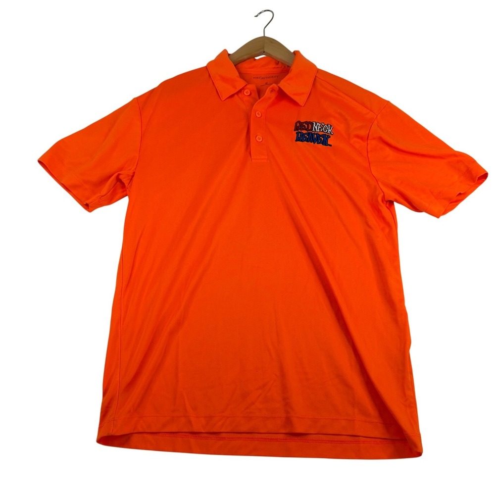 Port Authority Mens Redneck Heaven Polo Shirt Orange Short Sleeve Medium Logo